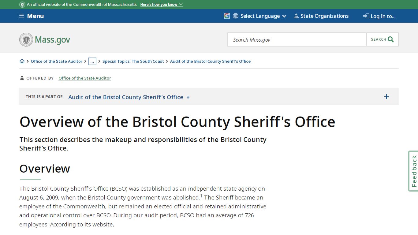 Overview of the Bristol County Sheriff's Office | Mass.gov